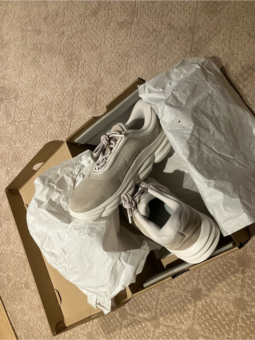 Nike Men's Light Beige Suede Platform Sneakers